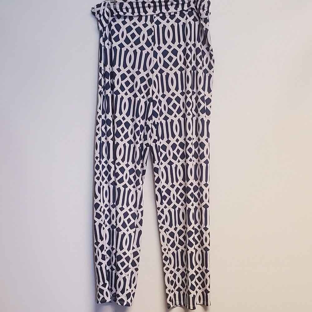Mud Pie Women's Fashion Harlow Beach Pants - Navy and White Retro Large - Picture 2 of 5